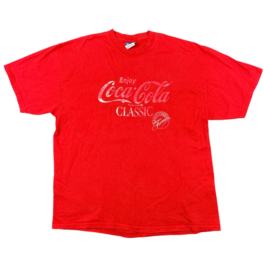 Vintage Champion Coca-Cola Classic T-Shirt Mens XL Red Faded Single Stitch Coke